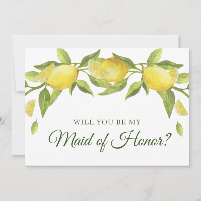 Invitación Lemons Blossom Green, serás mi empleada de honor (Anverso)