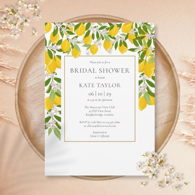 Invitación Lemons Blossom Greeneration Elegant Gold Bridal Sh (Subido por el creador)