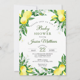 Invitación Lemons Blossom Greenery NEUTRAL Baby Shower