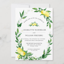 Lemons Blossom Greenery Watercolor Boda