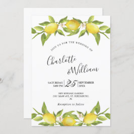 Invitación Lemons Blossom Greenery Watercolor Boda