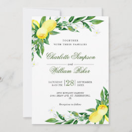Invitación Lemons Blossom Greenery Watercolor Boda