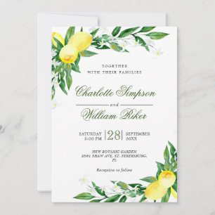 Invitación Lemons Blossom Greenery Watercolor Boda