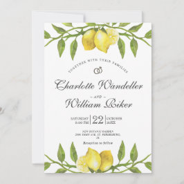 Invitación Lemons Blossom Greenery Watercolor Boda