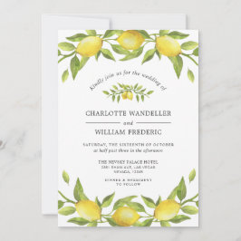 Invitación Lemons Blossom Greenery Watercolor Boda
