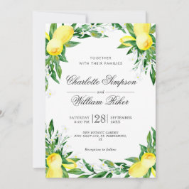 Invitación Lemons Blossom Greenery Watercolor Boda