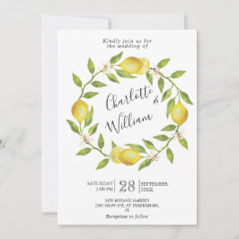 Invitación Lemons Blossom Greenery Watercolor Boda