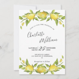Invitación Lemons Blossom Greenery Watercolor Boda