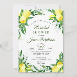 Invitación Lemons Blossom Greenery Watercolor de agua ducha d