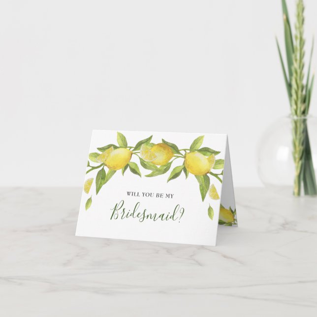 Invitación Lemons Blossom Rustic Will You Be Bridesmaid Card (Anverso)