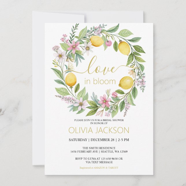 Invitación Lemons & Blossoms Spring Garden Bridal Shower (Anverso)