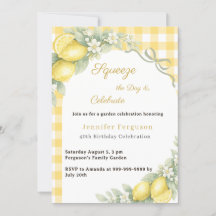 Lemons citrus gingham summer garden birthday
