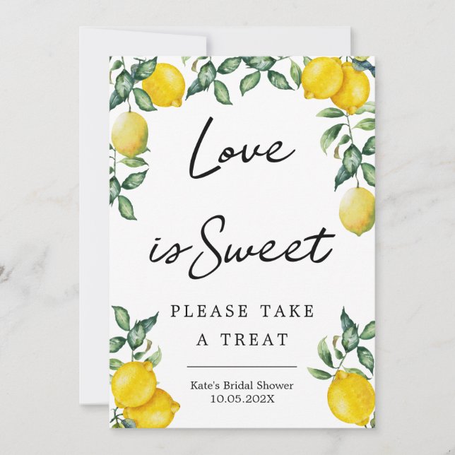 Invitación Lemons El amor es dulce, toma un favor de regalo,  (Anverso)