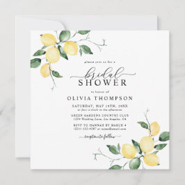 Invitación Lemons Elegant Watercolor Bridal Shower