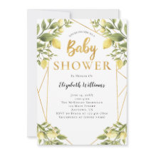 Lemons Greenery Geometric Frame Baby Shower