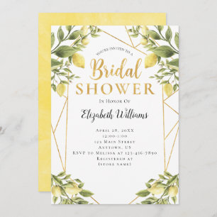 Invitación Lemons Greenery Geometric Frame Shower Bridal