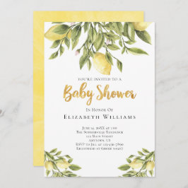 Invitación Lemons Greenery Watercolor Baby Shower