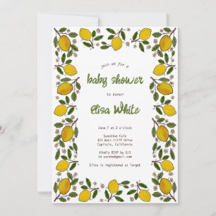 Invitación Lemons lindo PERSONALIZADO código QR BABY SHOWER