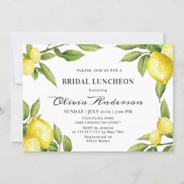 Invitación Lemons Moda Greenery Watercolor Bridal Luncheon
