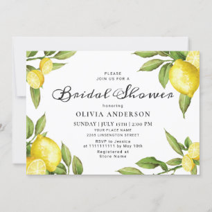 Invitación Lemons Moda Greenery Watercolour Bridal Shower