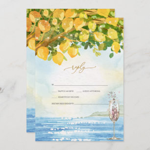 Invitación Lemons Ocean Champagne Glass Wedding RSVP