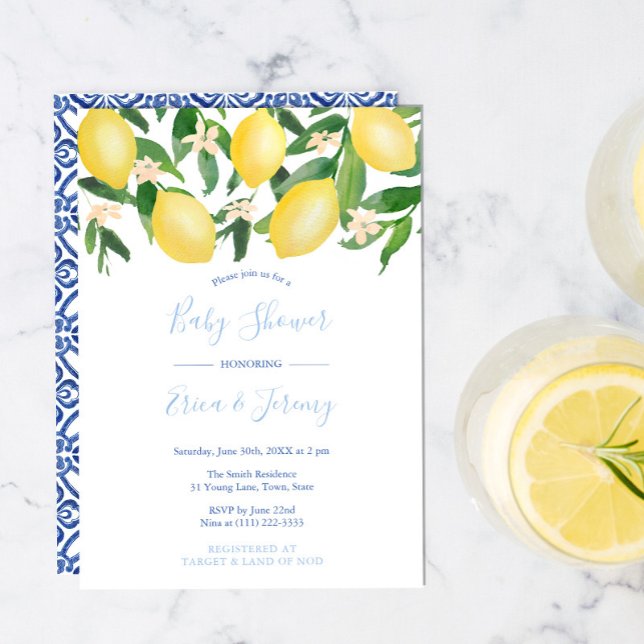 Invitación Lemons Pale and Classic Blue Co-Ed Boy Baby Shower (Subido por el creador)
