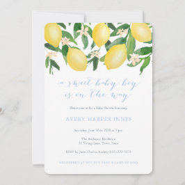 Invitación Lemons Powder Blue Sweet Boy Baby Shower