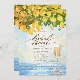 Invitación Lemons Sea Prosecco & Pearls Bridal Shower