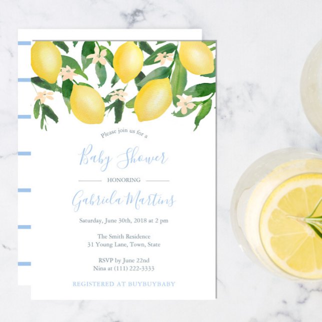 Invitación Lemons Sky Blue Little Boy Baby Shower (Subido por el creador)