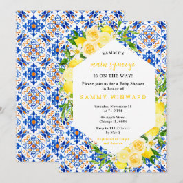Invitación Lemons with Foliage Mediterranean Baby Shower