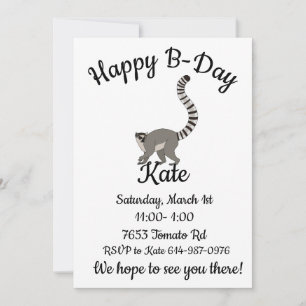Invitación Lemur de la cola del anillo del día Happy-B