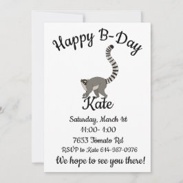 Invitación Lemur de la cola del anillo del día Happy-B