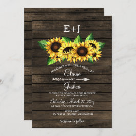 Invitación leña de grano Sunflowers Country Rústico Boda