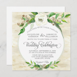 Invitación Leña Forestal cuadrada Madera Madera Bosque BOHO o