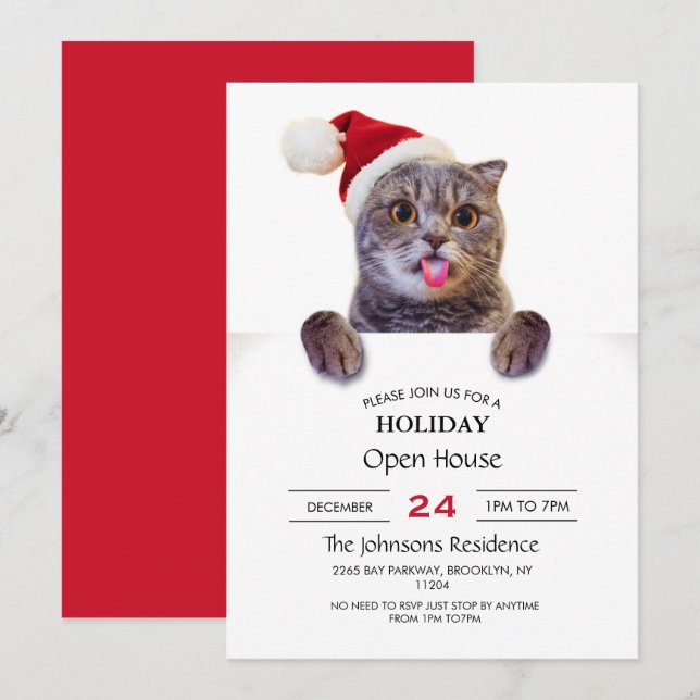 Invitación Lengua de Navidades de gato (Anverso / Reverso)