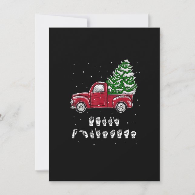 Invitación Lenguaje de Rótulo de mano de camionetas de navida (Anverso)