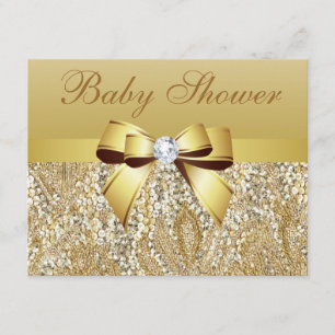 Invitación Lentejuelas del oro, arco y diamante Baby Shower