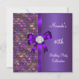 Invitación Lentejuelas para 40 cumpleaños Rosa Purpura Arco d