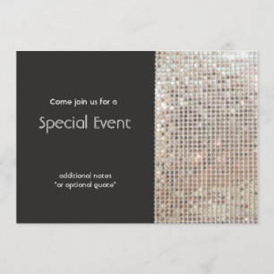 Invitación Lentejuelas Plateadas Brillantes Fiesta Divertida