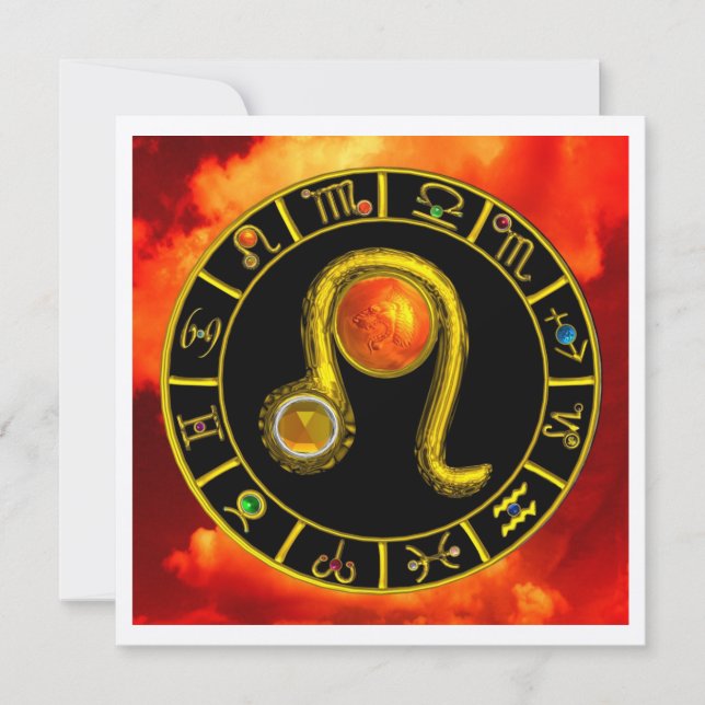 INVITACIÓN LEO, TOPAZ GEM, ZODIACAL RÓTULOS, ZODIAC PARTIDO D (Anverso)
