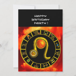 INVITACIÓN LEO, TOPAZ GEM, ZODIACAL RÓTULOS, ZODIAC PARTIDO D