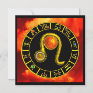 INVITACIÓN LEO, TOPAZ GEM, ZODIACAL RÓTULOS, ZODIAC PARTIDO D