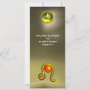 Invitación LEO TOPAZ MONOGRAM naranja amarillo agata gris roj