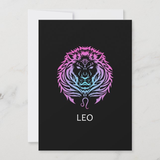 Invitación Leo Zodiac Sign The Lion Design Birthday Gift (Anverso)