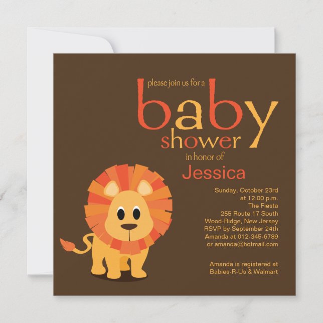 Invitación León Baby Shower (Anverso)