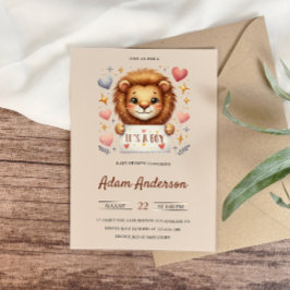Invitación León bebé lindo - es un Baby Shower safari de niño
