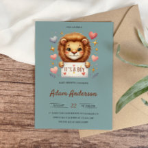 León bebé lindo - es un Baby Shower safari de niño