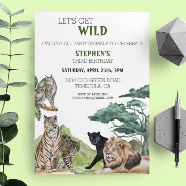 Invitación León Big Cats Jungle Safari cumpleaños salvaje (Subido por el creador)