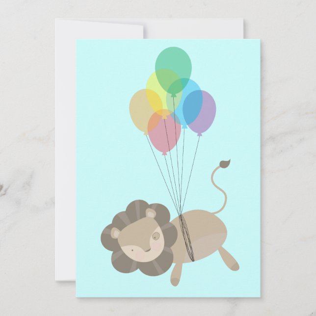 Invitación León con Baby Shower de los globos (Anverso)