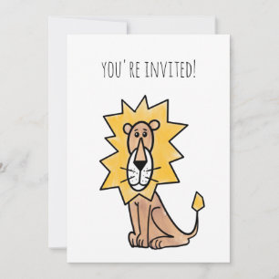 Invitación león de dibujos animados lindo niños retro safari